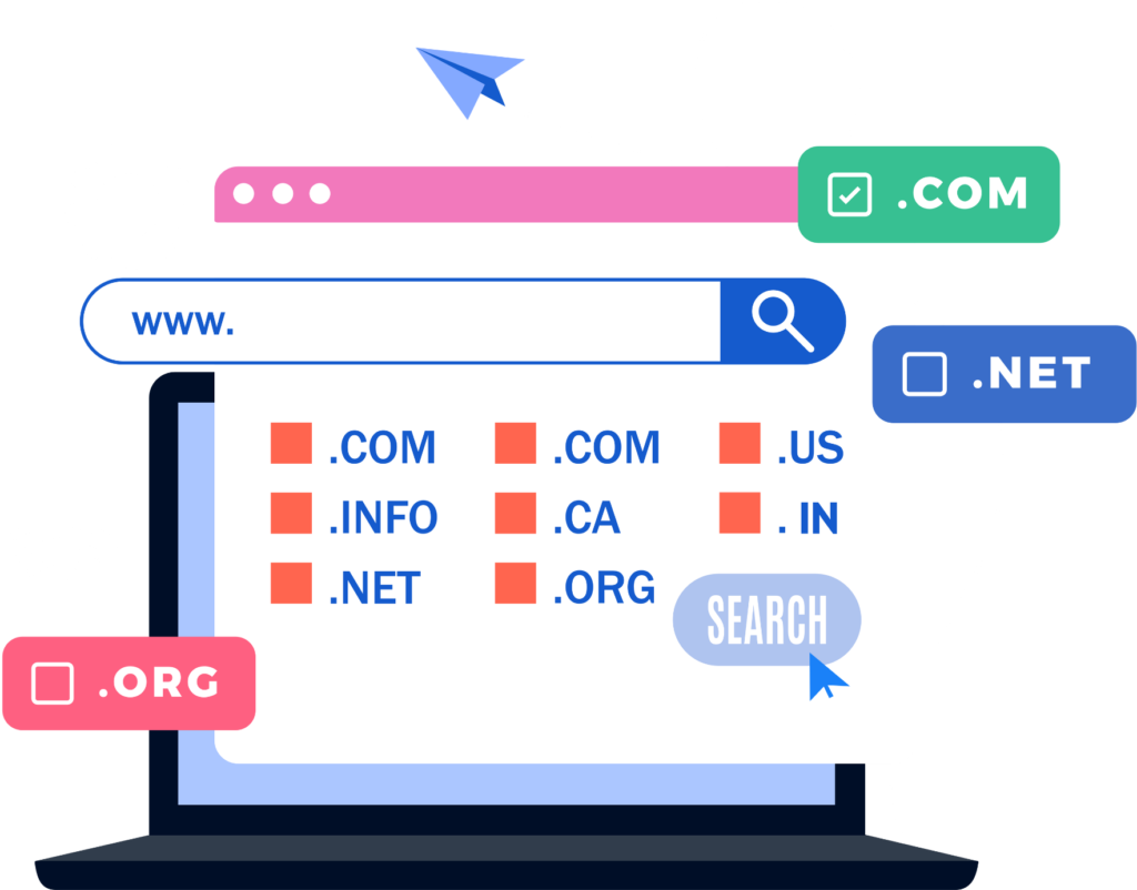 Imagen que ilustra el proceso de comprar dominio y hosting en RD, mostrando servidores y paneles de gestión web